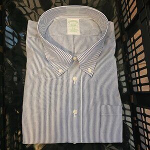 Brooks Brothers Blue & White Striped Button Up